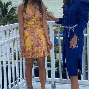 Alexis Yellow Floral  Ruffle Hem Dress - Women